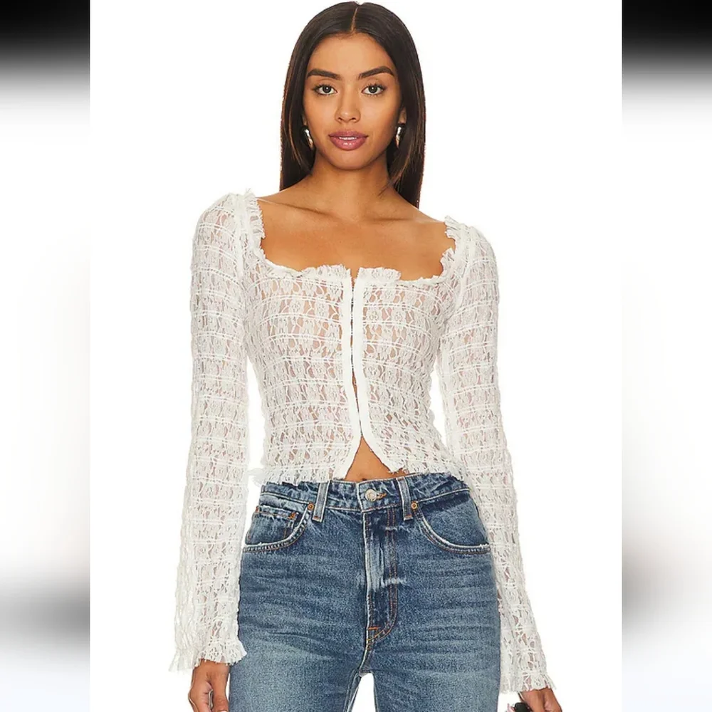 NWT. Free People White Lace Off-Shoulder Blouse Madison